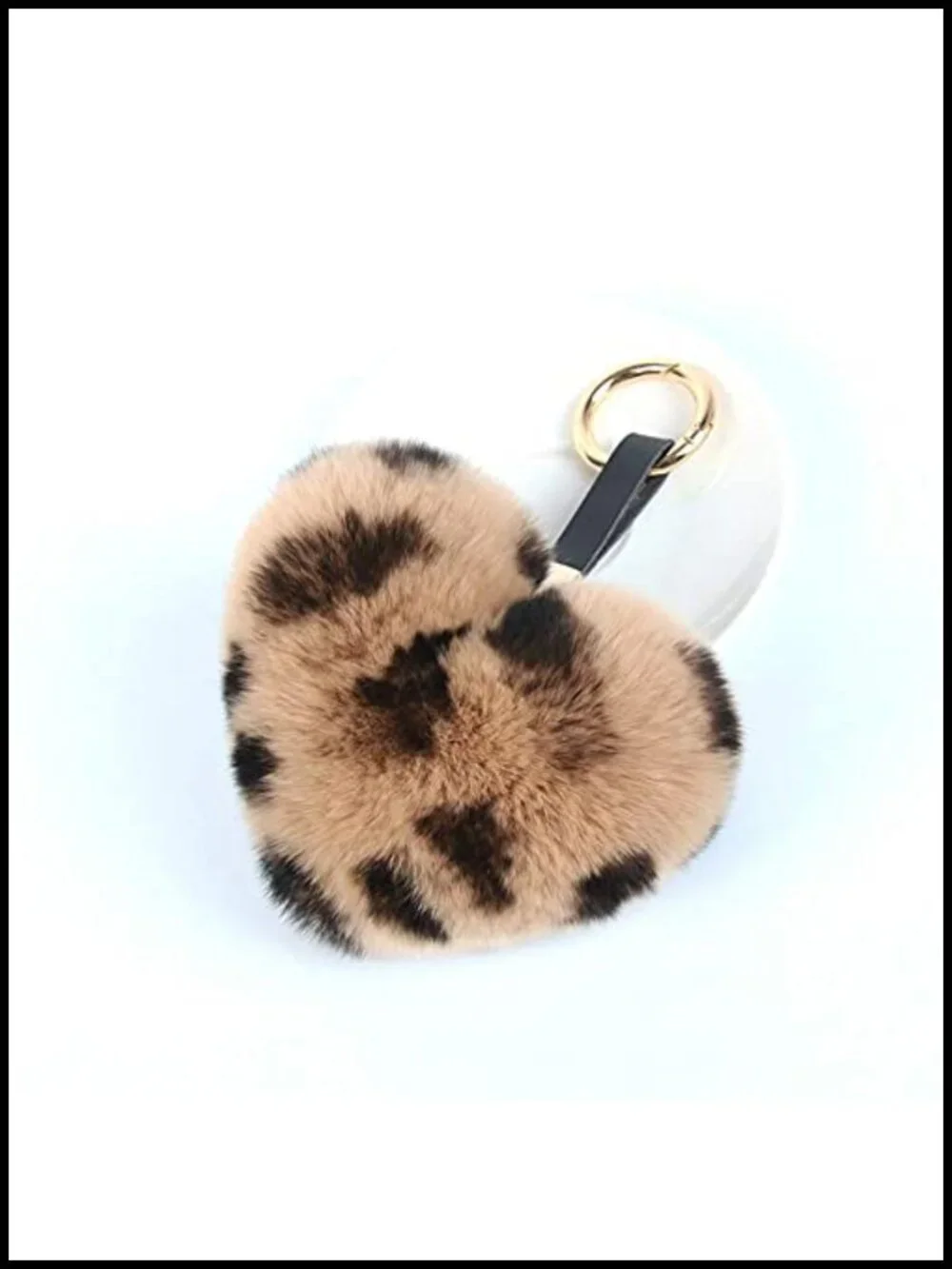 Genuine Rex Rabbit Fur Heart Keychain Charm Bag Accessory
